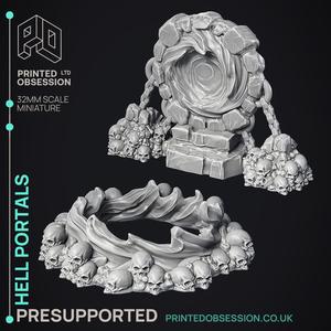 Hell Portals - Scatter Terrain - 3 Models - PRESUPPORTED - Hell Hath No Fury - 32mm Scale