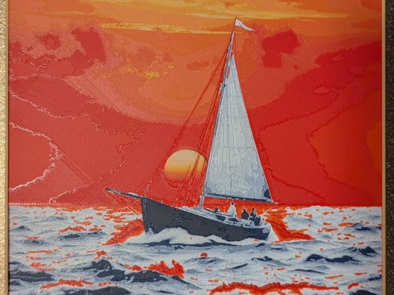 Sailboat at Sunset 2 Hueforge