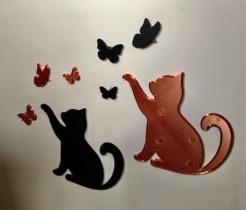 Cat and Butterflies for Refrigerator (Magnets)
