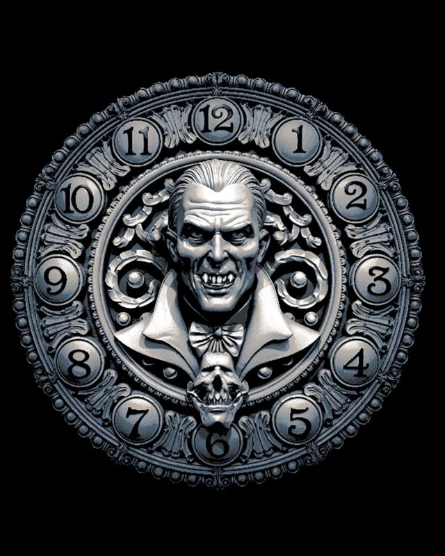 Halloween Clockface - Count Dracula, the vampire evil in the darkness