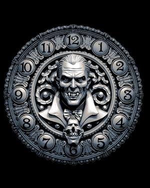 Halloween Clockface - Count Dracula, the vampire evil in the darkness