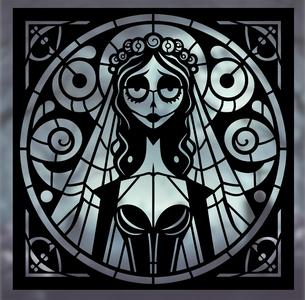 Stained Glass Corpse Bride – Gothic Halloween wall Art