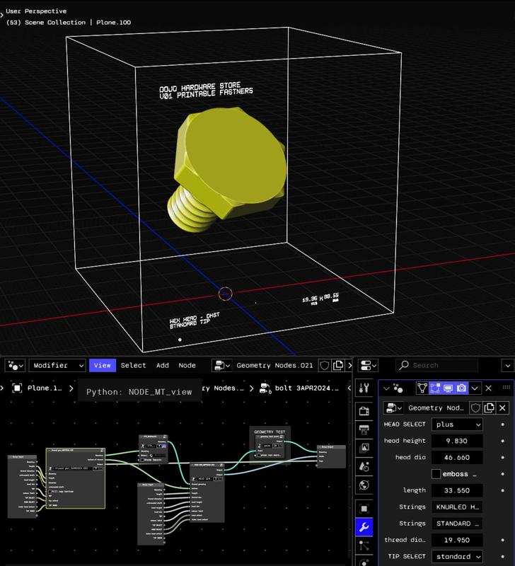 BOLT GENERATOR for Blender and Geometry Nodes V1 and V2