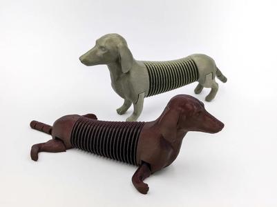 Flexi Dachshund Dog articulated body, print in place remixed for AMS