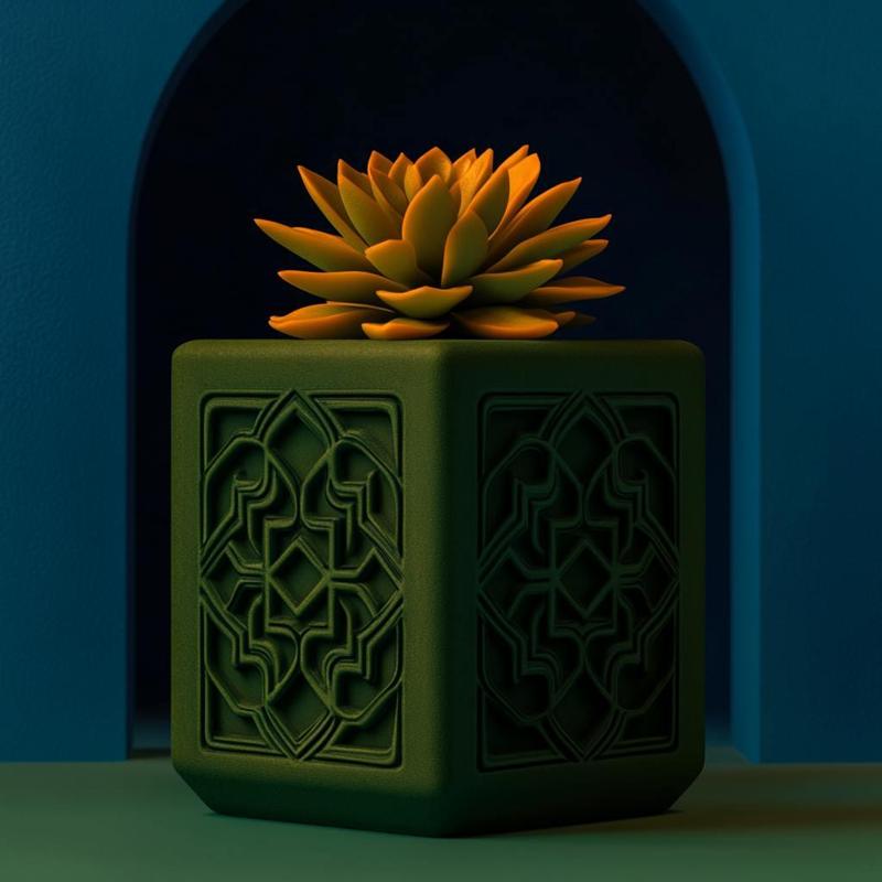 Arabesque Bloom Planter - Decorative Succulent Holder with Intricate Patterns