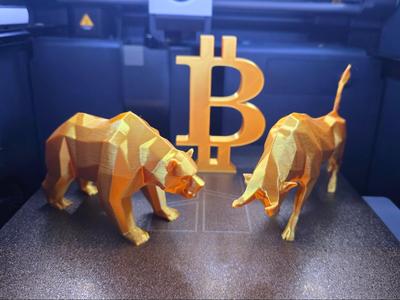 Wallstreet Bull and Bear Crypto Bitcoin Ethereum