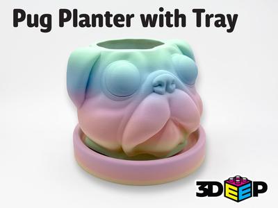 Pug Planter with Tray or Pen Holder