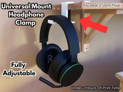 Universal Desk-Mount Headphone Clamp - Multi Size