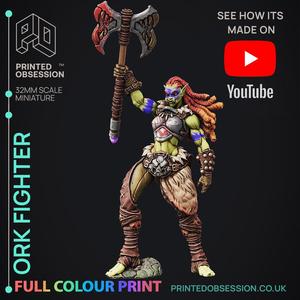 Ork Fighter - Full Colour Miniature - D&D