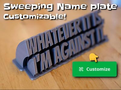 Sweeping 2-line name plate - customizable