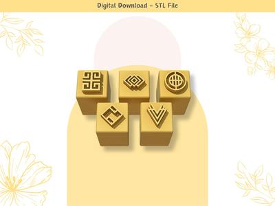 Mini Art Deco Stamps STL File, Digital STL File, Clay Tools