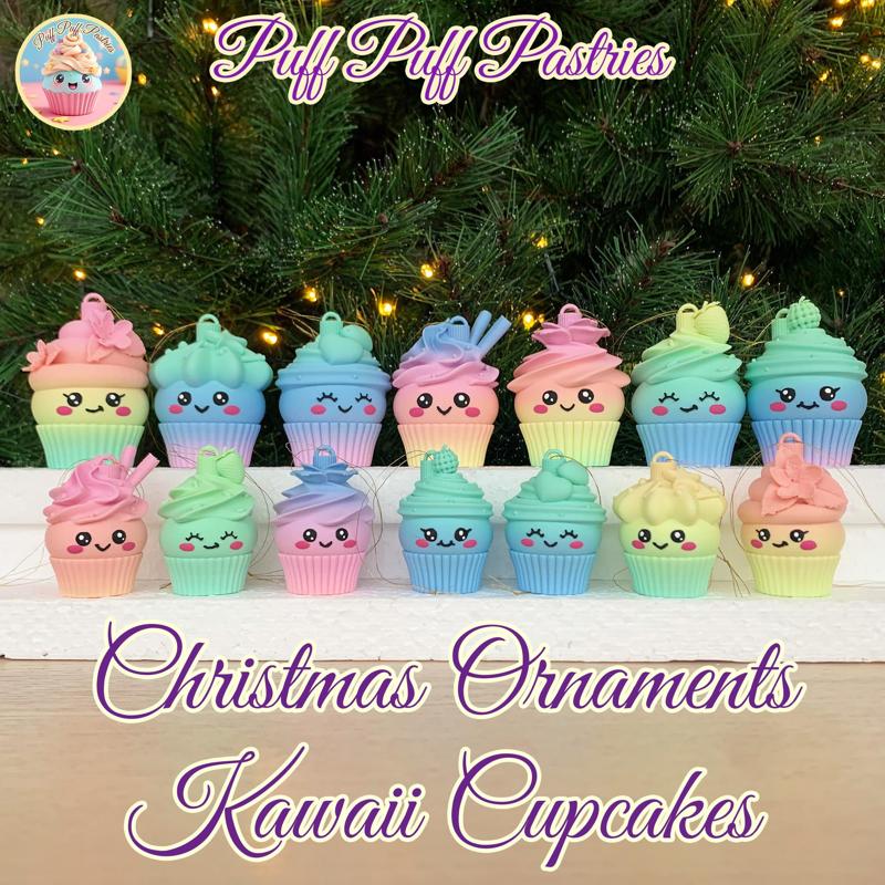 Christmas Ornaments Kawaii Cupcakes Family