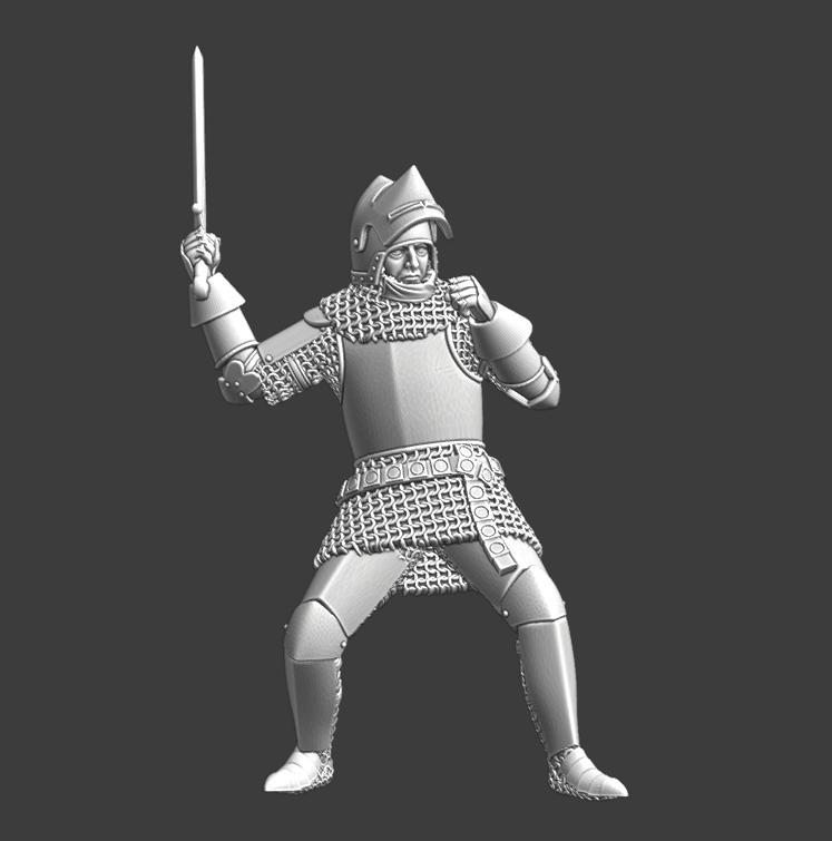 Late medieval knight - swinging his sword