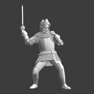 Late medieval knight - swinging his sword