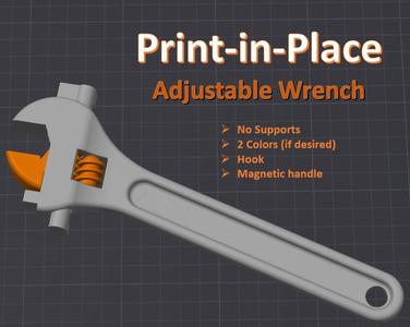 Print-in-Place Adjustable Wrench