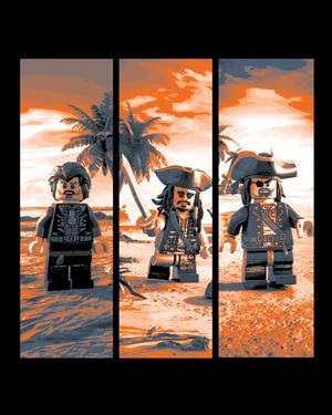 Brick Pirates Stranded on a Desert Island with at least 1 palm tree - set of bookmarks