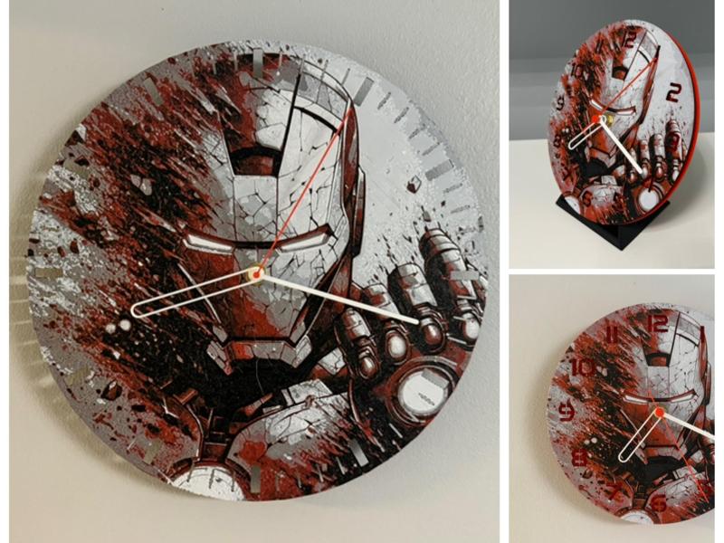 Wall Clock / Wanduhr Iron Man Hueforge Art