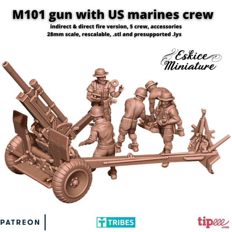 M101 Gun with crew - 28mm
