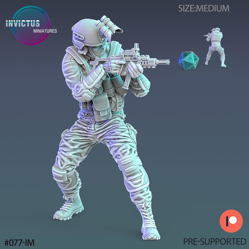 Soldier Squad Stormtrooper Aiming / Space Officer / Cyberpunk Warrior / Invasion Army / Trooper Attack / Sci-Fi Encounter