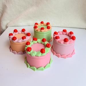 Round Cake Jewelry Box - Vintage, Kitsch Container and Gift Holder