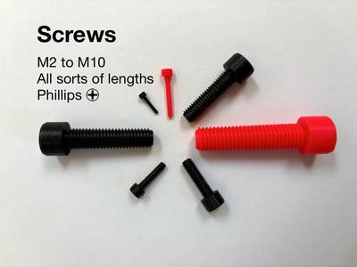 M2 - M10 Phillips Screws in all sorts of lengths (STEP, STL, 3MF)   