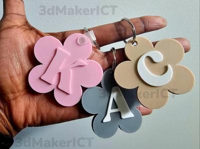Daisy Initial Bag Tag Keychain - NFC Optional