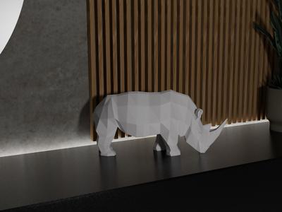 Low Poly Rhino Statue