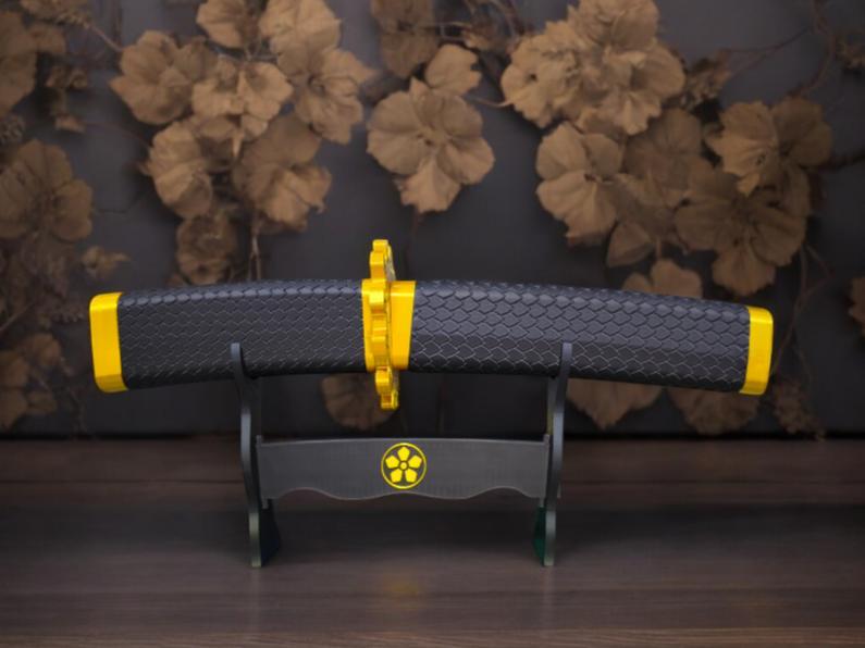 snake sword with scabbard and display rack