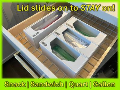 Gridfinity Ziploc Bag Holder & Organizer w/ Labels