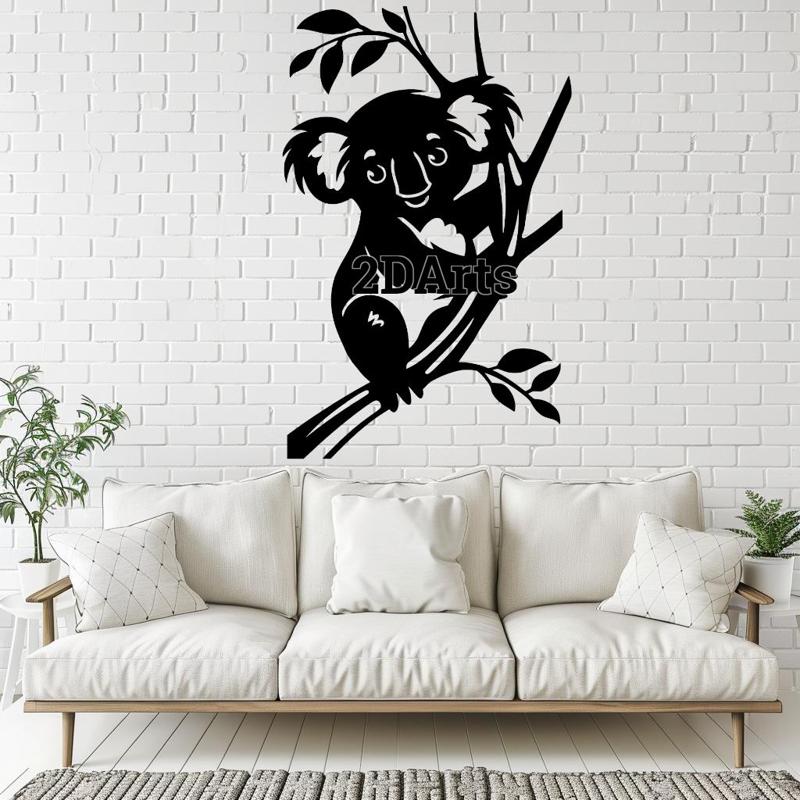 Koala in Tree 2D Wall Art/Window Art - Digital STL & SVG Files for 3D Printing and Laser Cutting