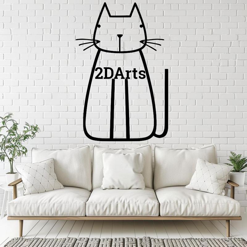 Abstract Modern Cat 2D Wall Art/Window Art - Digital STL & SVG Files for 3D Printing and Laser Cutti