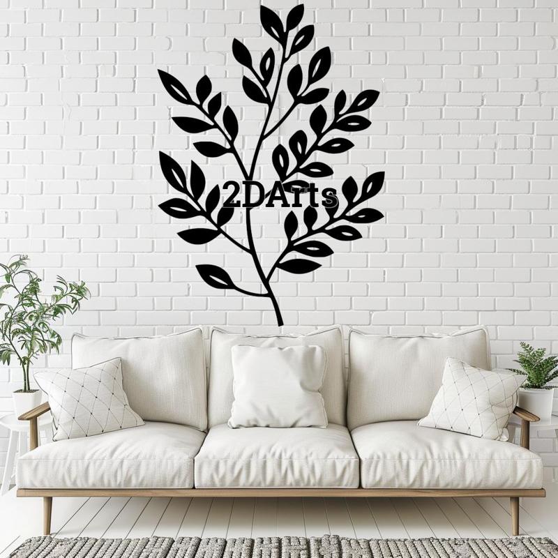 Branch with Leaves 2D Wall Art/Window Art STL & SVG File for 3D Printing and Laser Cutting