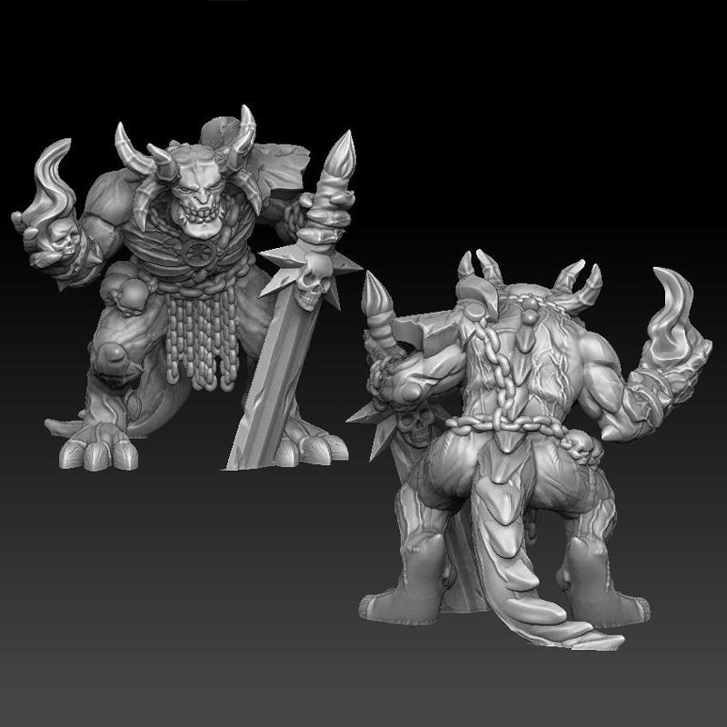 Demon with sword and burning skull