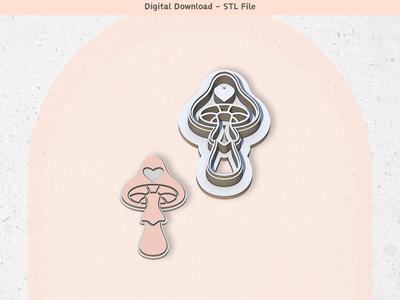 Mushroom Clay Cutter for Polymer Clay | Digital STL File | Clay Tools | 5 Sizes Clay Cutters