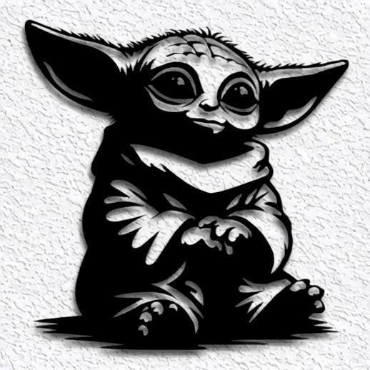 baby yoda wall art Grogu star wars fanart decor