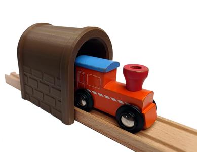 Universal railway tunnel for wooden train track