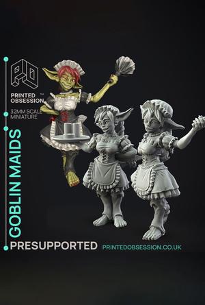 Goblin Maid - Dungeon Cleaning Inc - PRESUPPORTED - Illustrated and Stats - 32mm scale			
