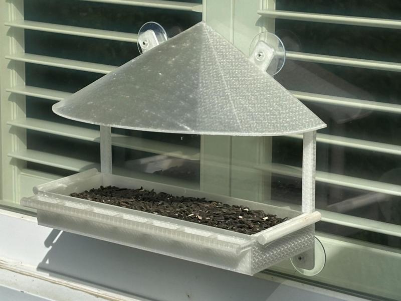 Window Bird Feeder Suction Cup Removable Tray 