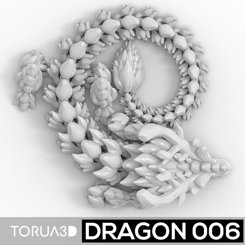 Articulated Dragon 006 - Print in place - STL file