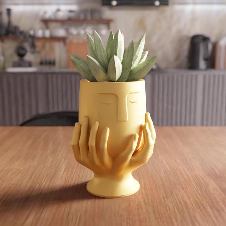 3D Hand Holding Planter STL File - Unique Gift for Woman, Human Hand Flower Vase, Desk Planter, Cute Indoor Vase, 3D Printing File