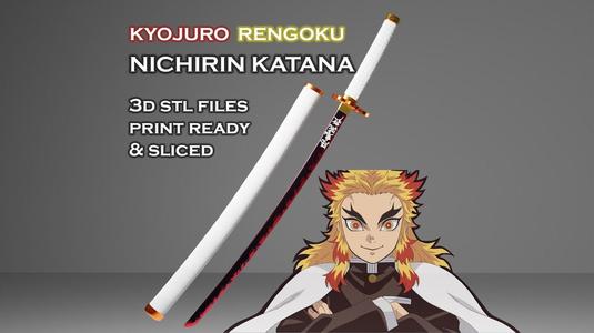 Rengoku Nichirin Katana -- Demon - Slayer -- Sliced Print Ready