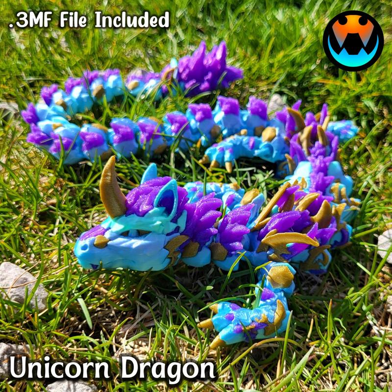 Unicorn Dragon, Fantasy Dragon Pet, Flexible Print in Place, Cinderwing3D