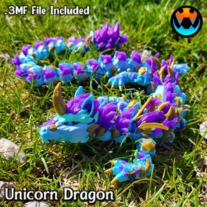 Unicorn Dragon, Fantasy Dragon Pet, Flexible Print in Place, Cinderwing3D