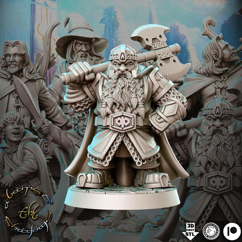 Gimli The Hobbit The Lord of the Rings LOTR 32mm Pre-supported