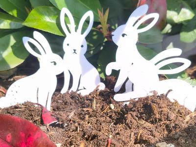 4 Elegant Easter Bunny Garden Stakes 