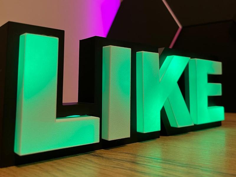 Like Logo with RGB lighting, decorative element with light