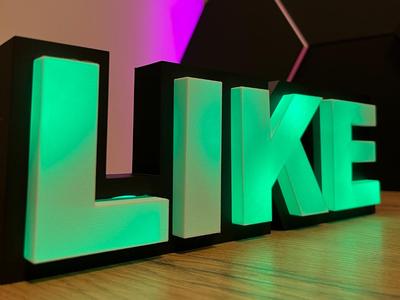 Like Logo with RGB lighting, decorative element with light