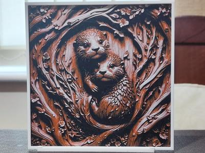 Wood Carving Otters - HueForge 3 Color