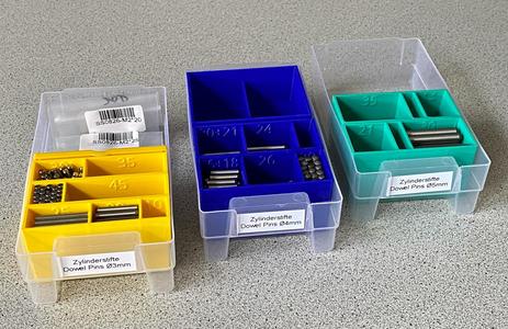 Separator Compartments for Assortment Tool Box brandname "Allit" (here: Dowel Pins)