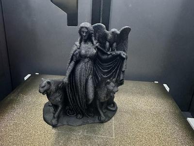Freya with her falcons and cats
